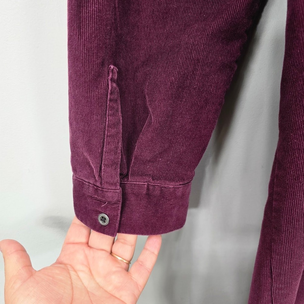 J Jill Corduroy Knee Length Shirt Dress XL Plum Button Country Cottage Fall - Picture 4 of 11